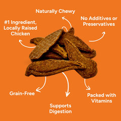 Gaines Family Farmstead ingredients image shows chicken and sweet potato for grain-free snacking.