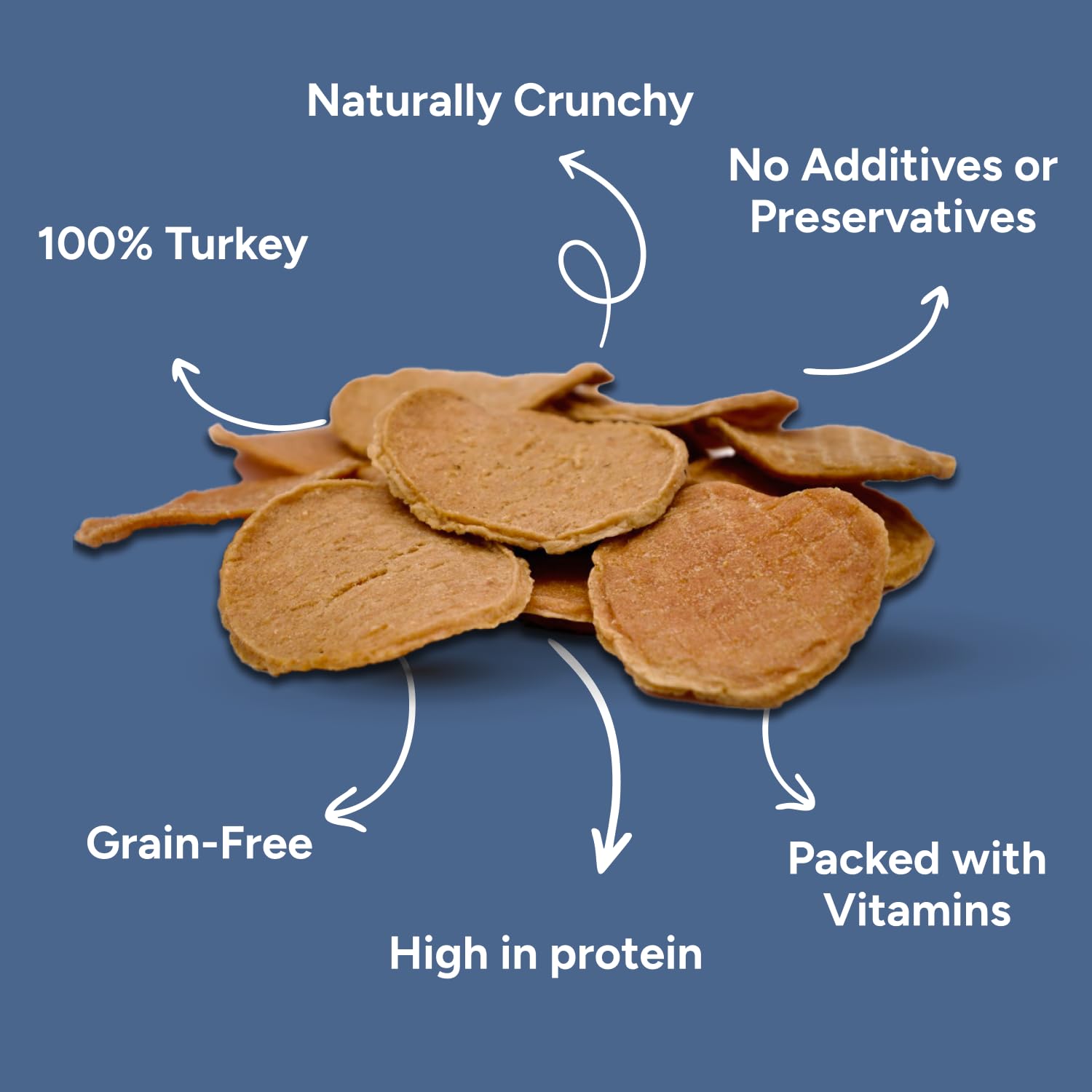 Gaines Family Farmstead turkey tendon chips crunch in a bowl, great for training rewards.
