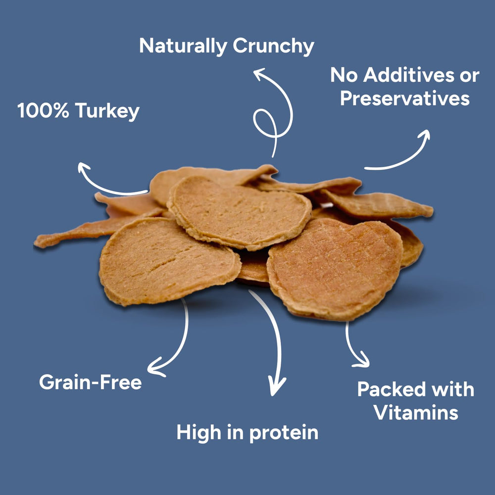 Gaines Family Farmstead turkey tendon chips crunch in a bowl, great for training rewards.