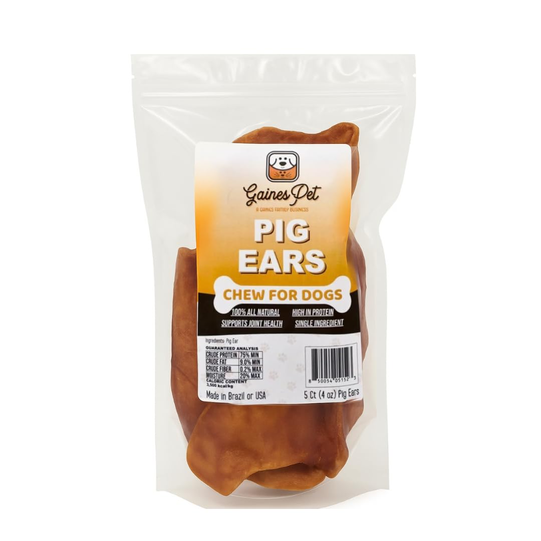 Gaines Pig Ears thick-cut dog chew for long-lasting flavor and protein.