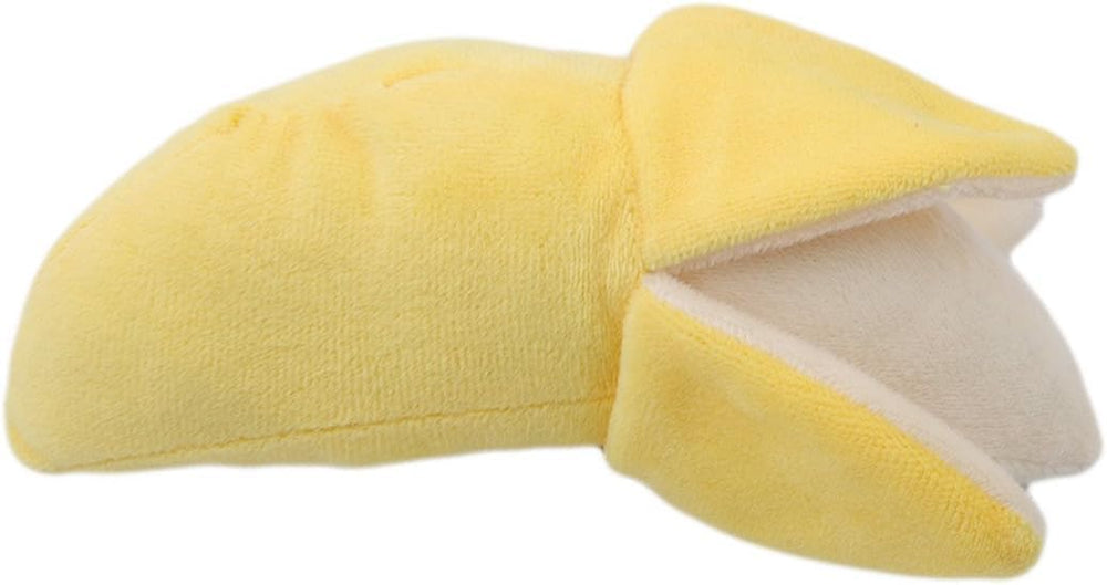 Galepromot banana toy in action suggests fetch and squeaky entertainment