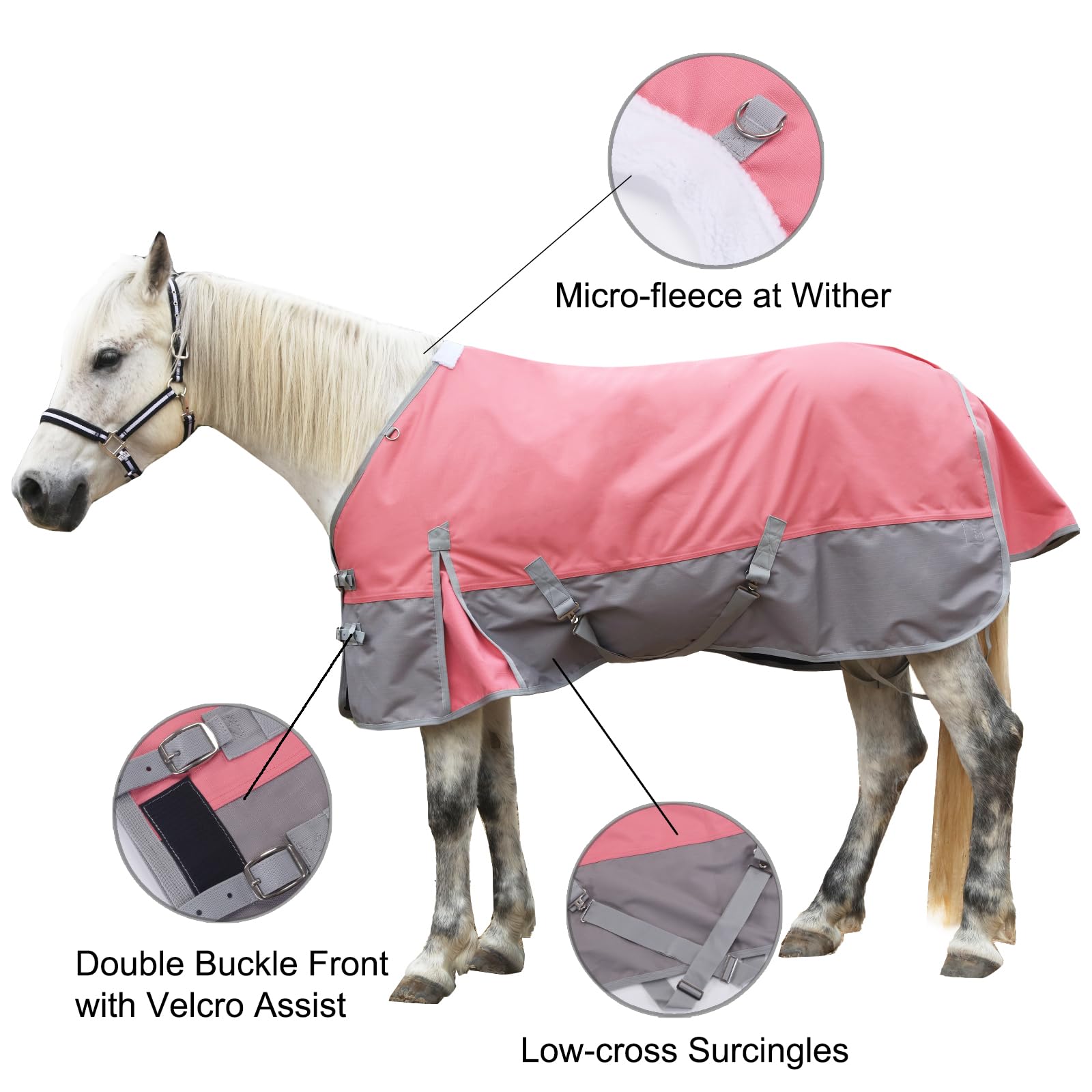 Gallopoff 1200 Denier turnout blanket back view shows cross surcingles for secure outdoor fit.