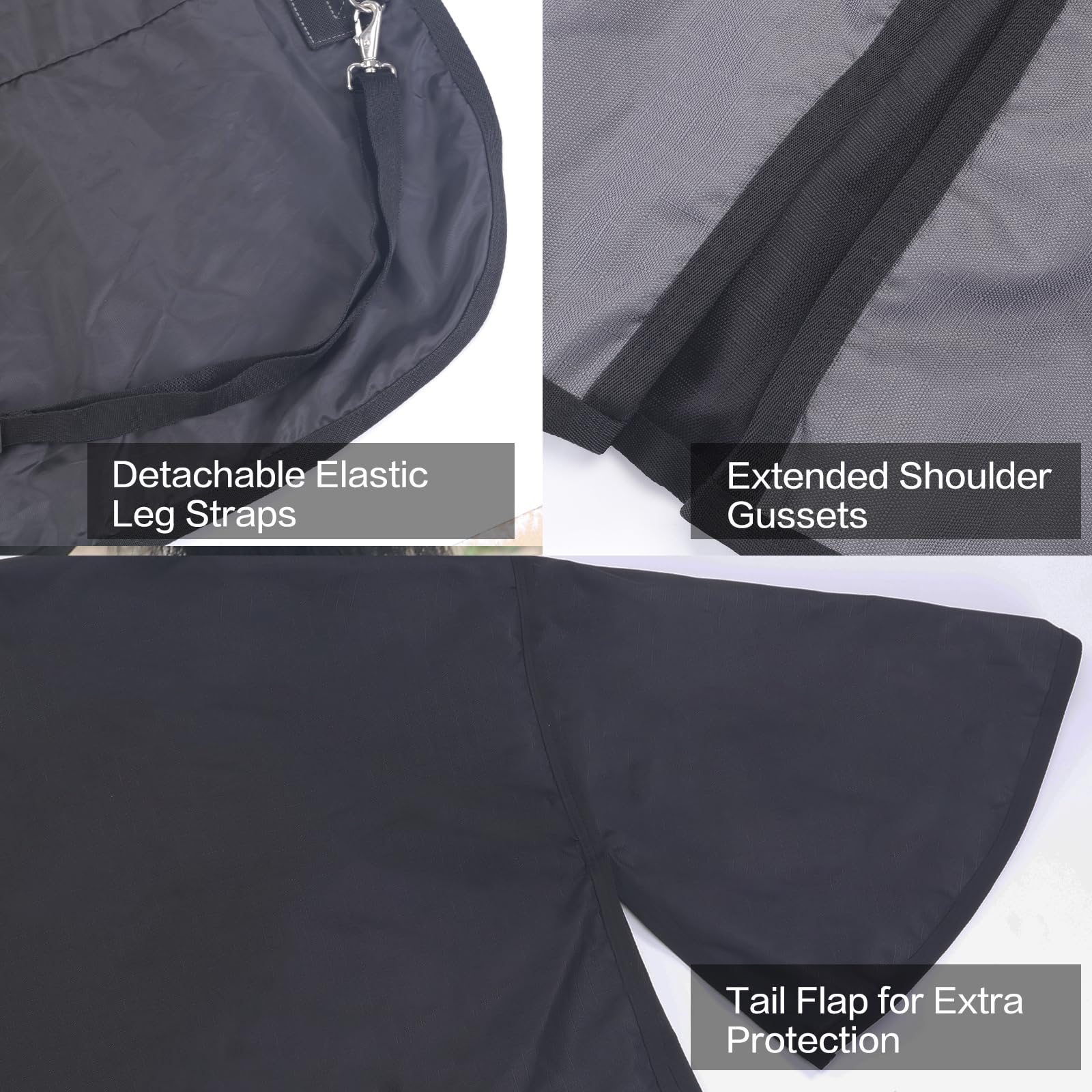 Gallopoff high gussets allow greater freedom of movement during turnout.
