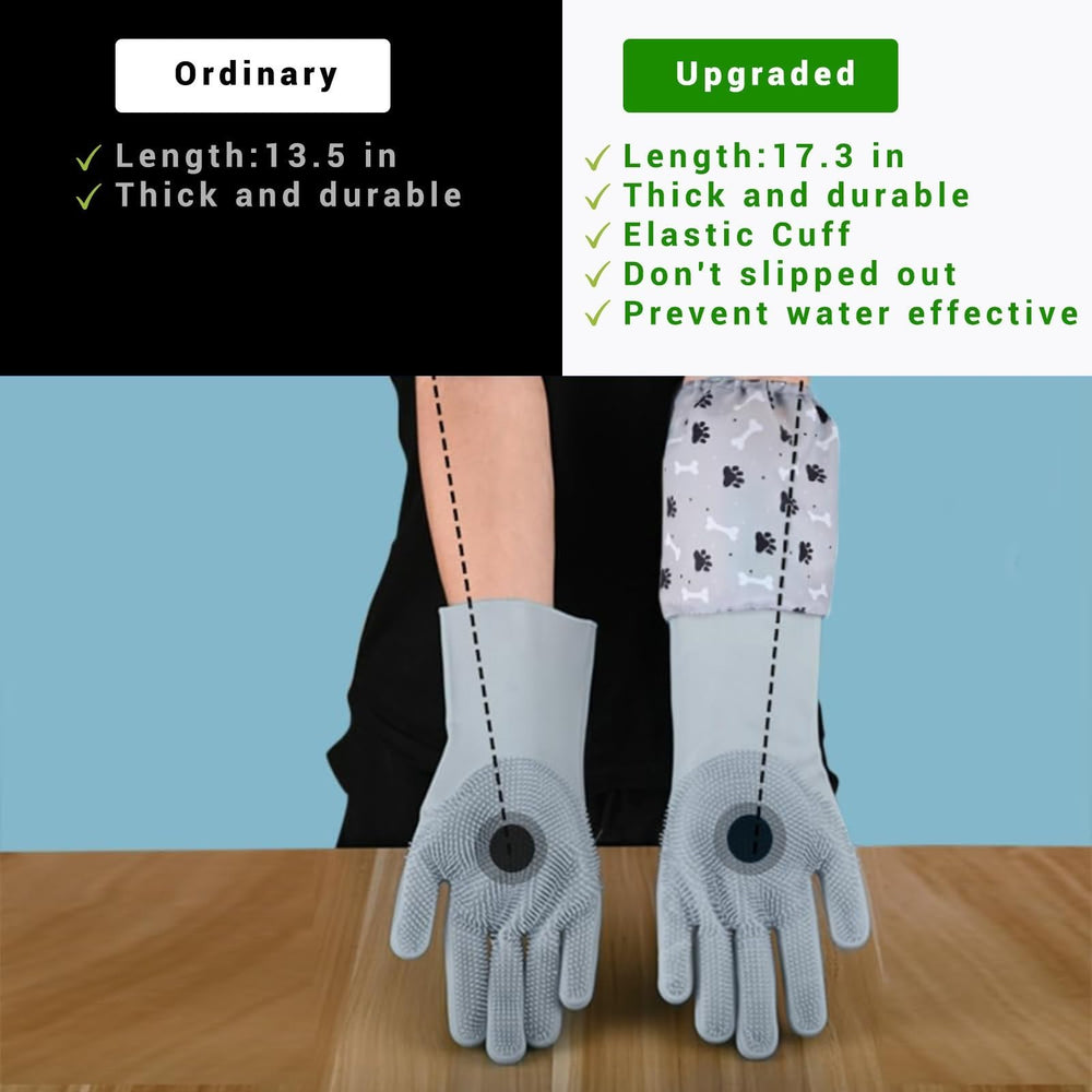 GALYNA gloves used for massaging skin while cleaning a pet during grooming