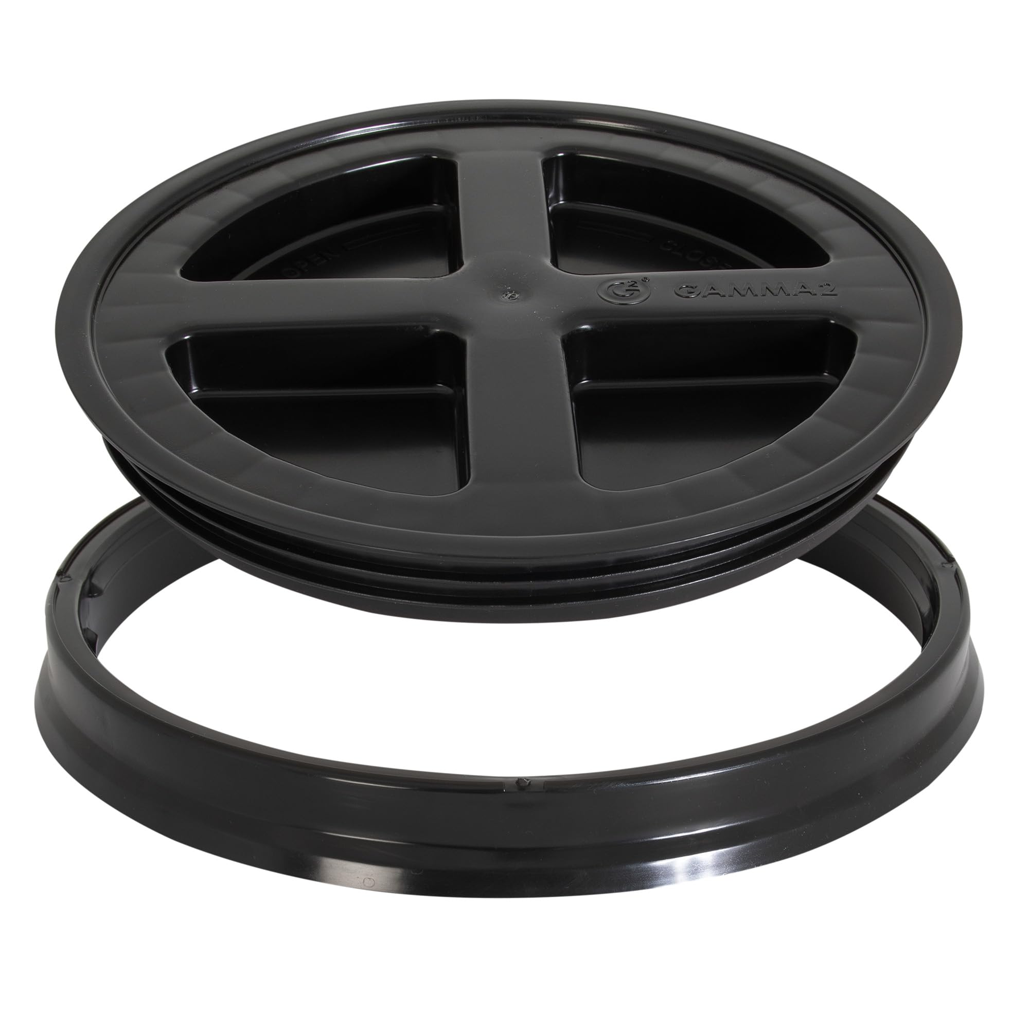 Gamma Seal Lid on a bucket demonstrating airtight storage for dry foods
