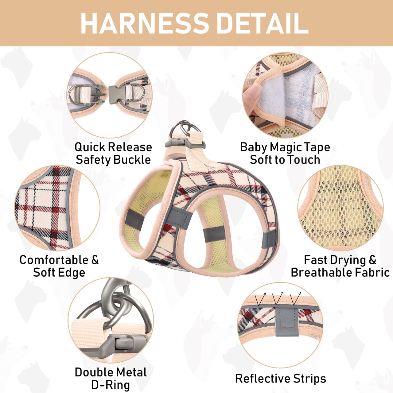 GAMUDA small dog collar beige with bell and ID tag for quick identification.