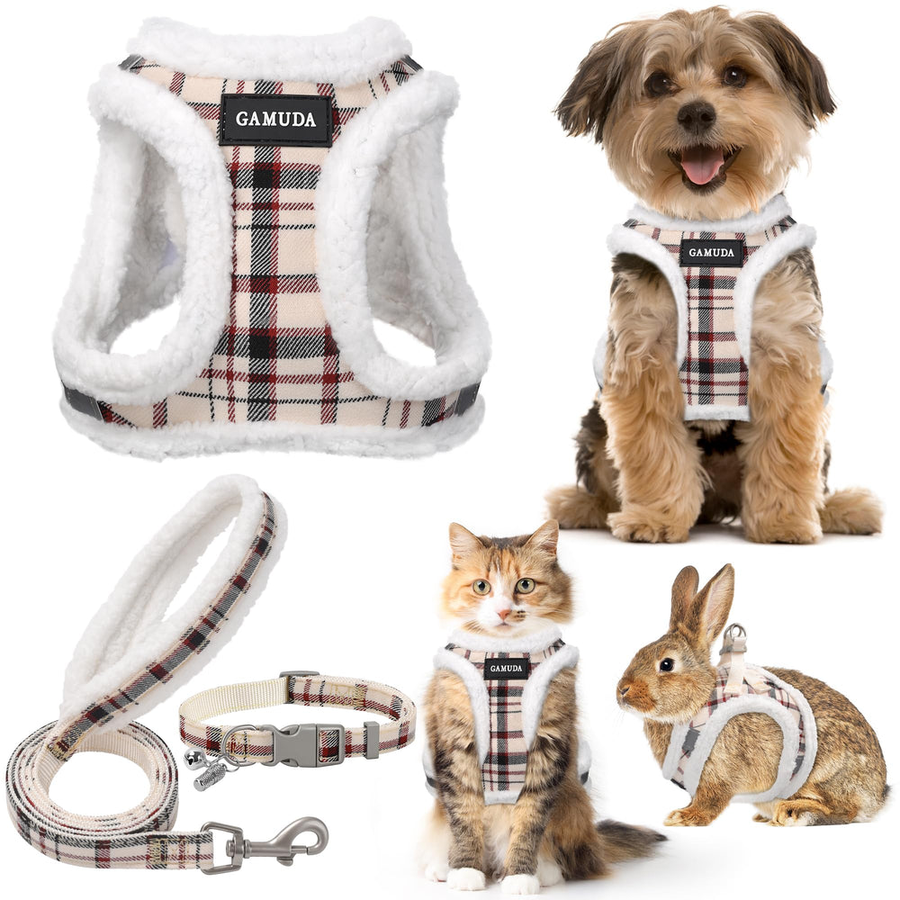 GAMUDA small dog harness plaid vest shows soft mesh comfort for daily walks