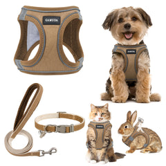 Gamuda small pet harness worn on a dog showing step-in design and adjustable straps