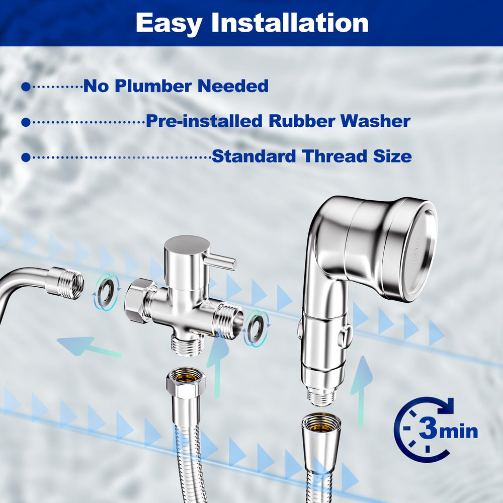 Ganciu adhesive holder secures installation for hands-free operation and convenient storage.