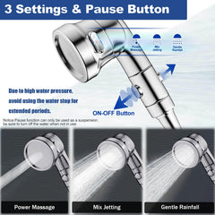Ganciu 3-way diverter keeps water flow organized for rinse, massage, or point jet.