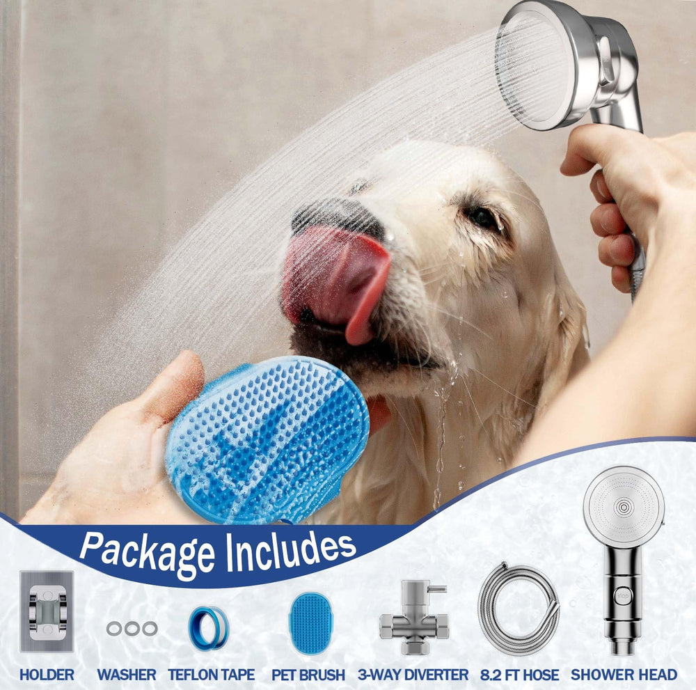 Ganciu dog shower hose 8.2ft stretches to reach every corner during bath time.