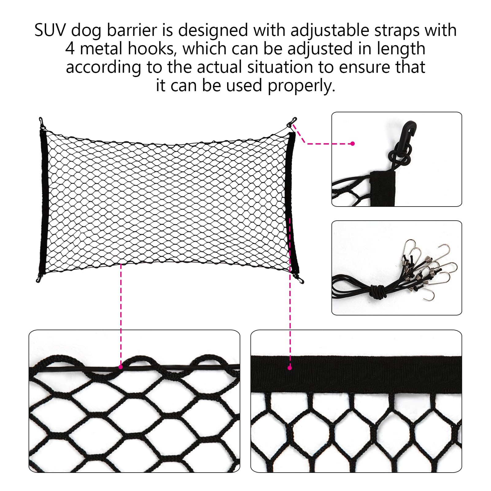 GAOSPD dog car net barrier universal-fit for most vehicles with reliable back-seat safety.