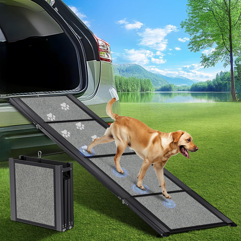 GAOYITK dog ramp 71-inch length demonstrates gentle incline for easy loading.