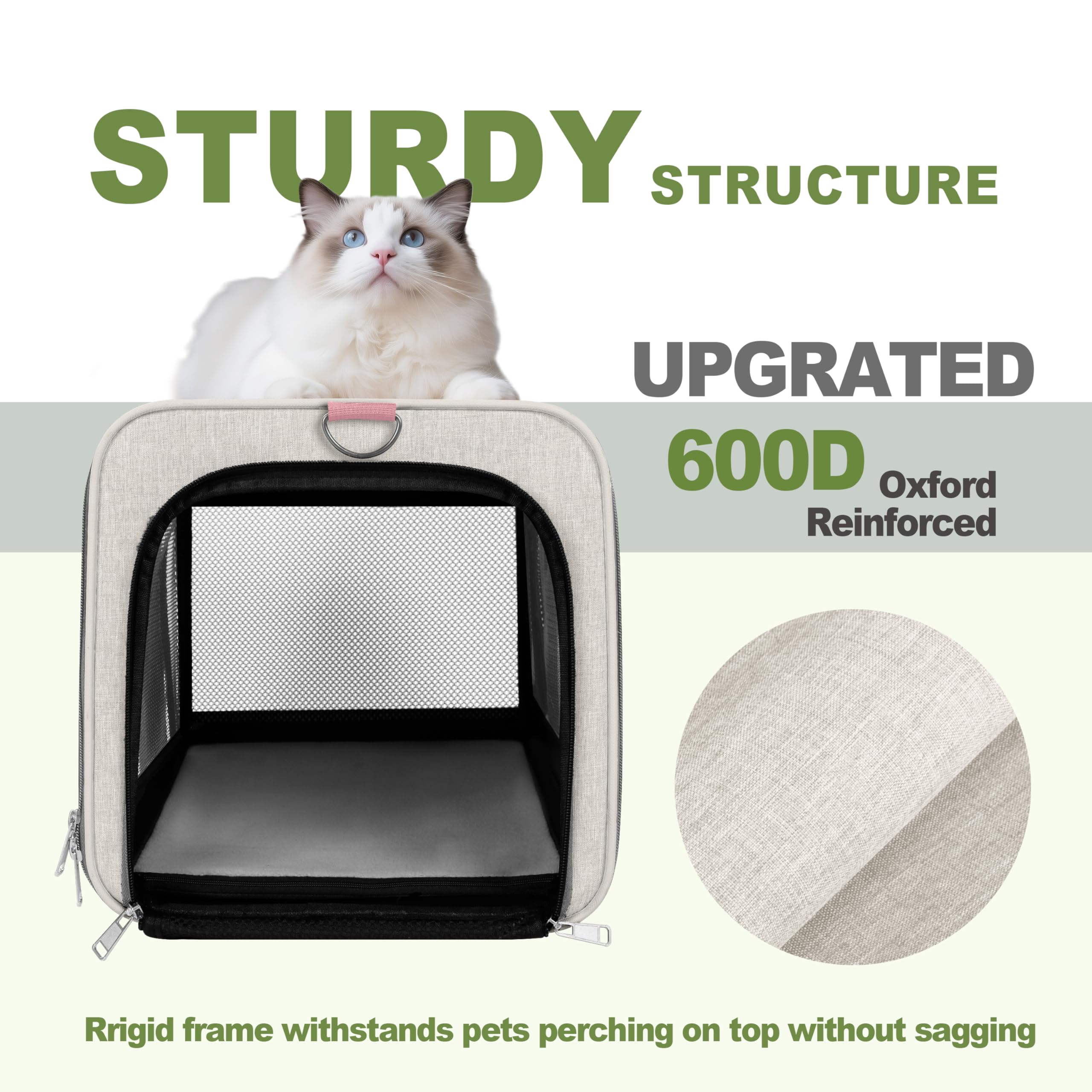 GAPZER 600D oxford fabric is durable against claws and daily travel use