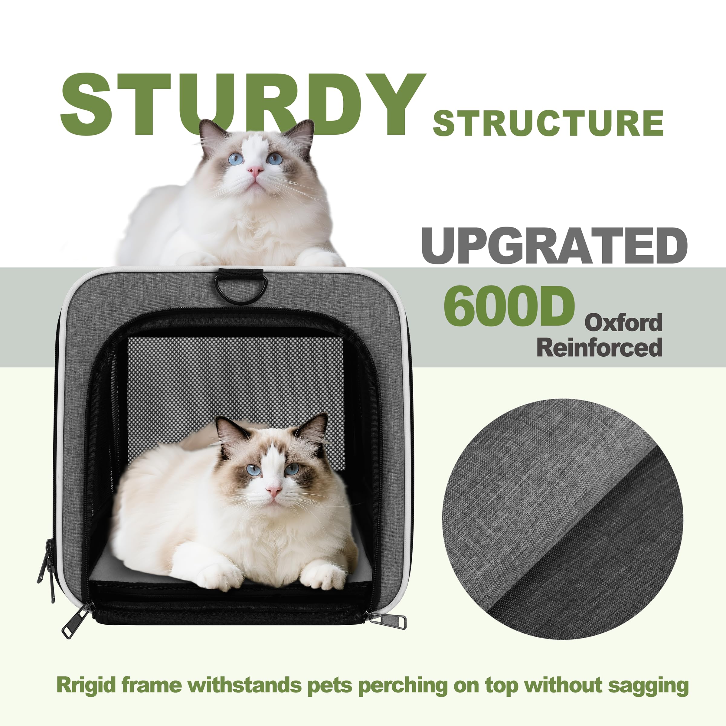 GAPZER cat carrier 360-ventilation mesh ensures constant airflow for calm rides.