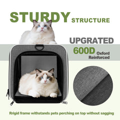 GAPZER cat carrier 360-ventilation mesh ensures constant airflow for calm rides.