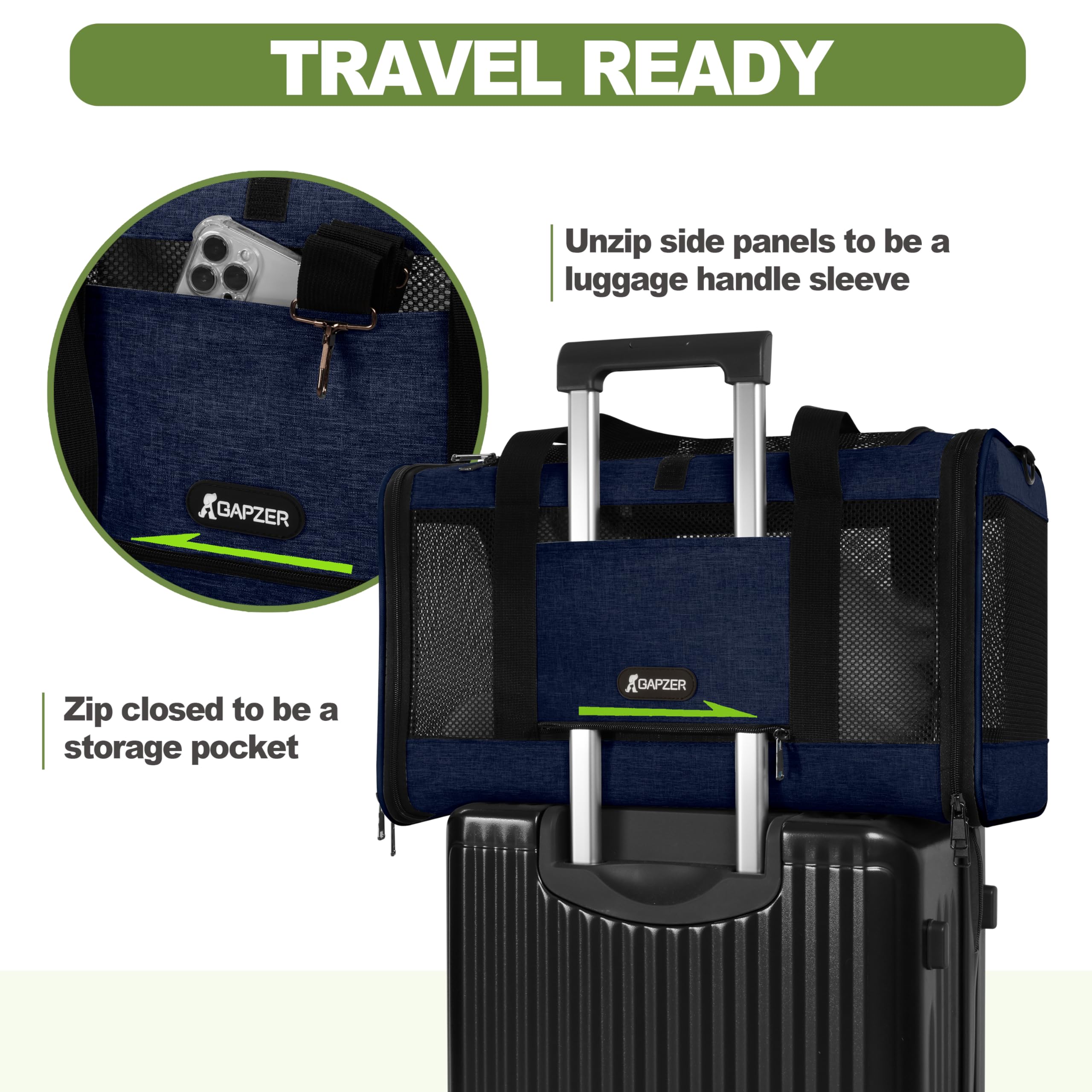 GAPZER 600D oxford fabric offers durable travel wear resistance