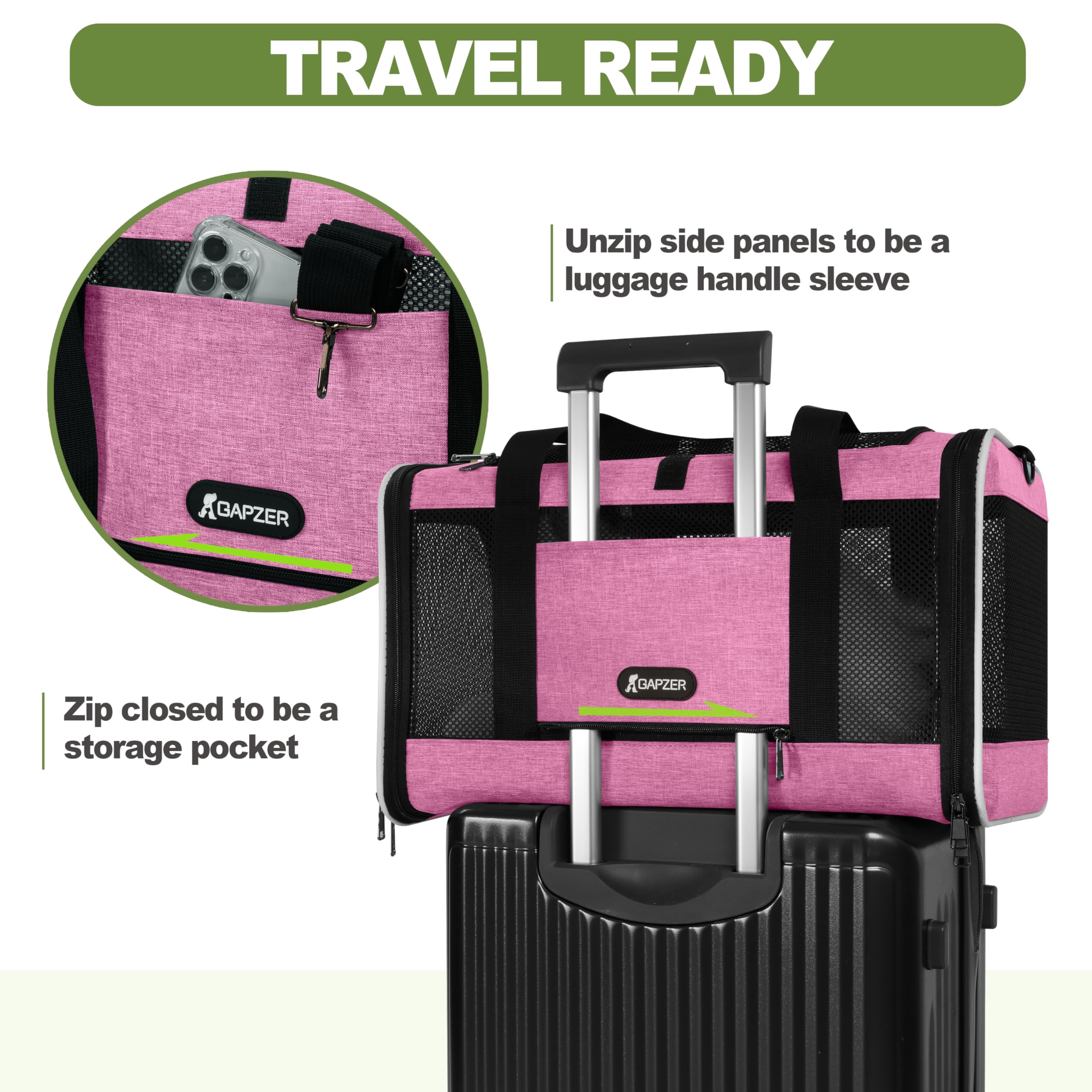 GAPZER cat carrier 600D oxford fabric reinforces durability against wear