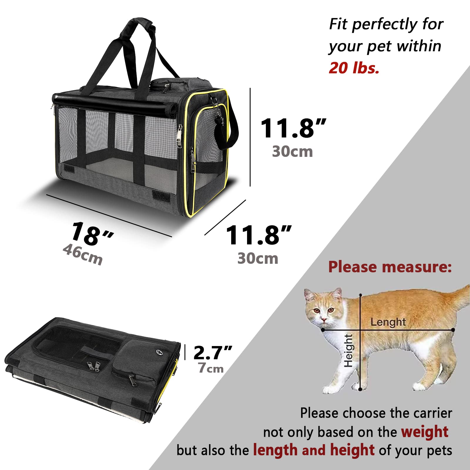 GAPZER cat carrier collapsible-design saves space for storage and trips.