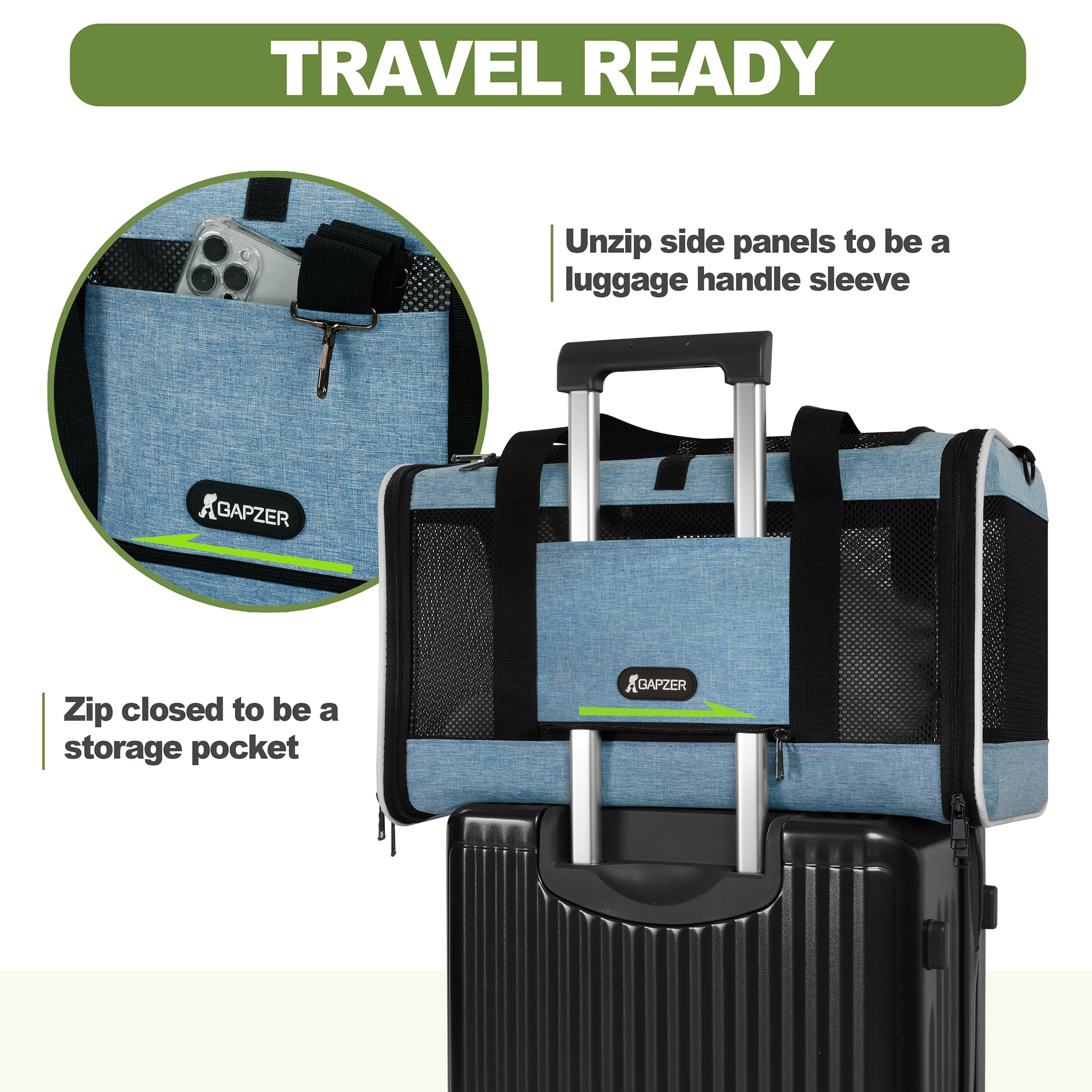 GAPZER Cat Carrier dual-entry doors simplifies loading and checks