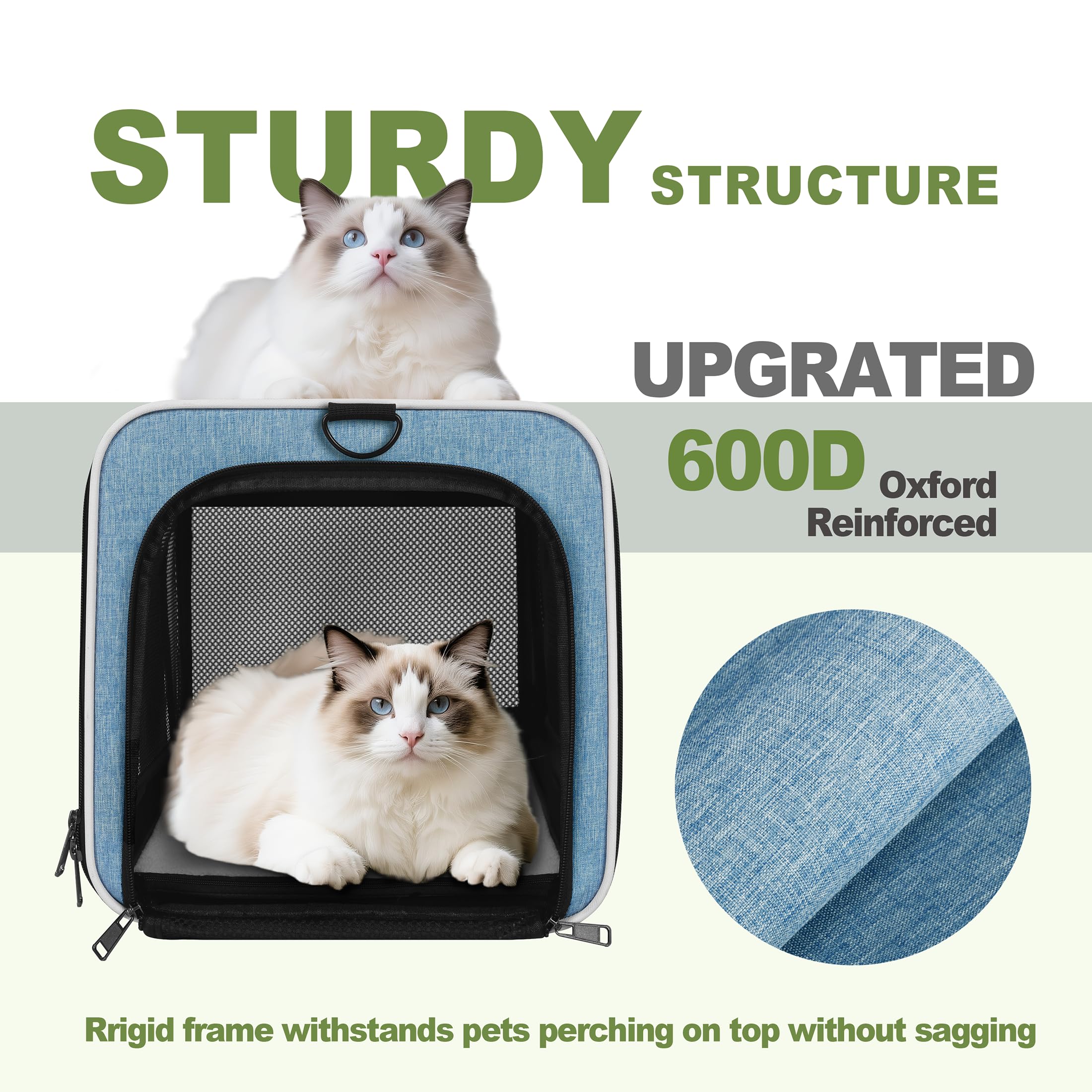 GAPZER Cat Carrier four-sided mesh ventilation promotes steady airflow