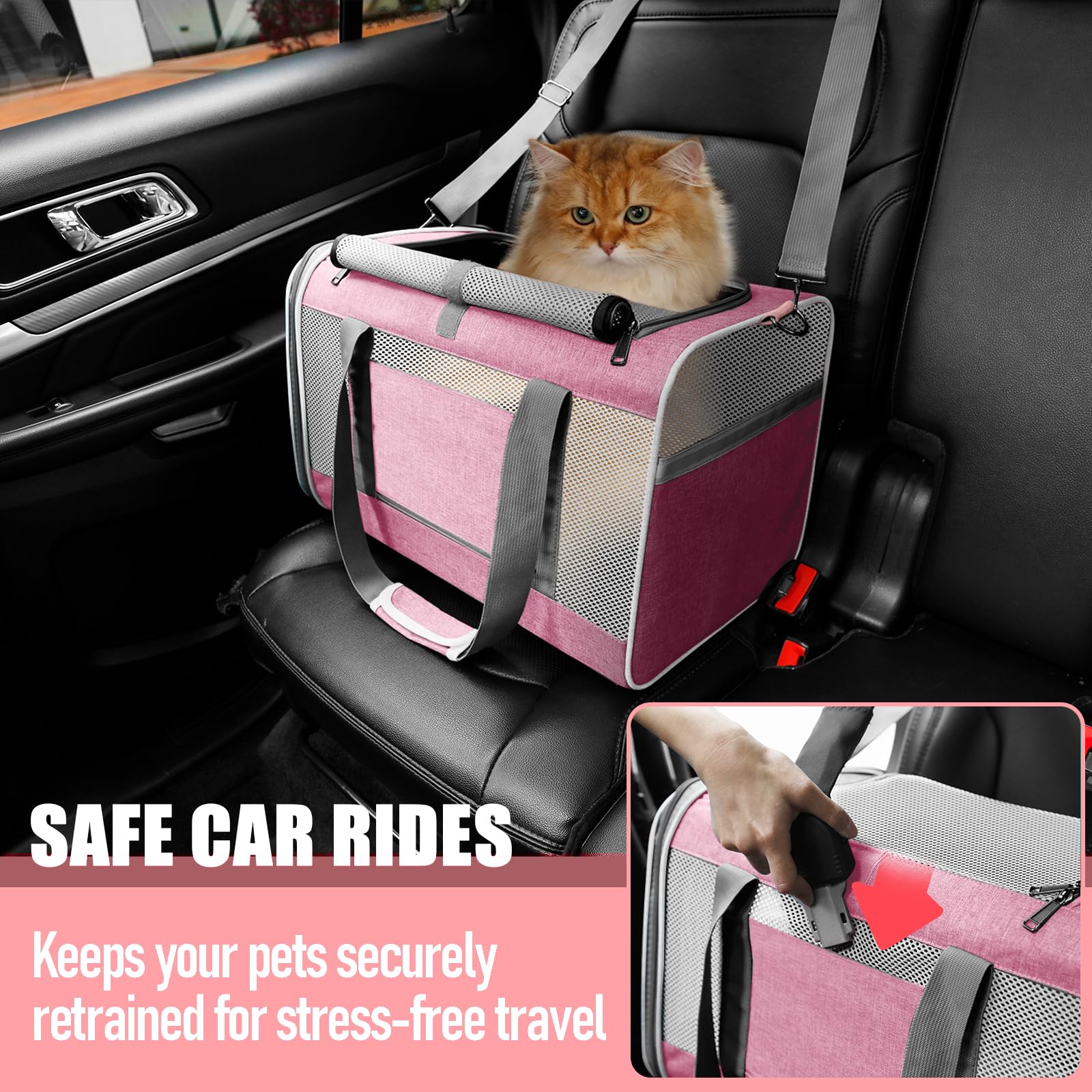 Gapzer cat carrier roll-up top entrance with Velcro for loading.