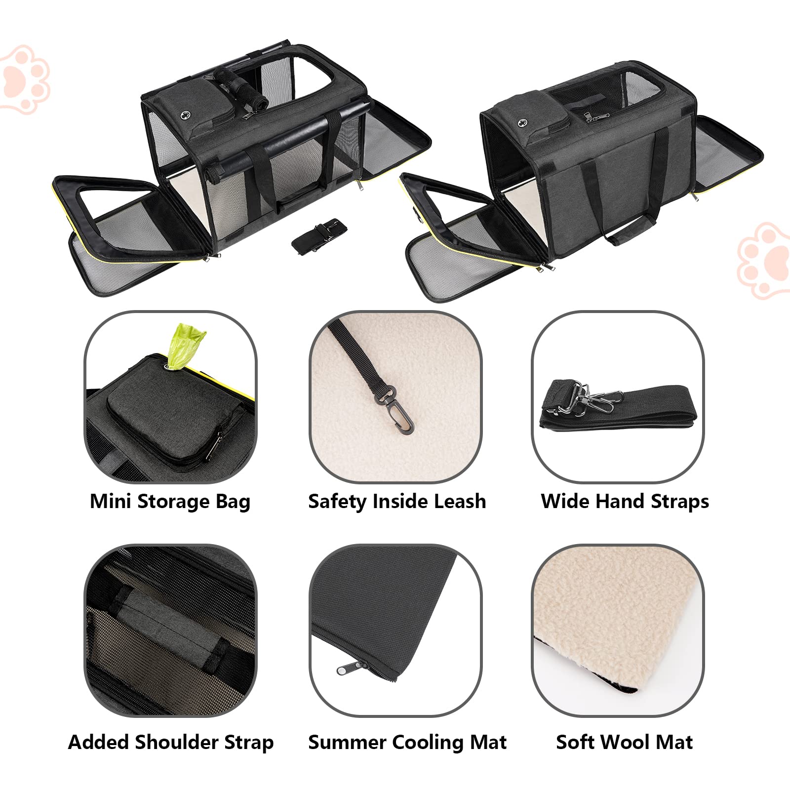 GAPZER cat carrier shoulder-strap-padding reduces fatigue on longer trips.