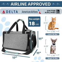 GAPZER cat carrier under-seat travel setup with pet inside