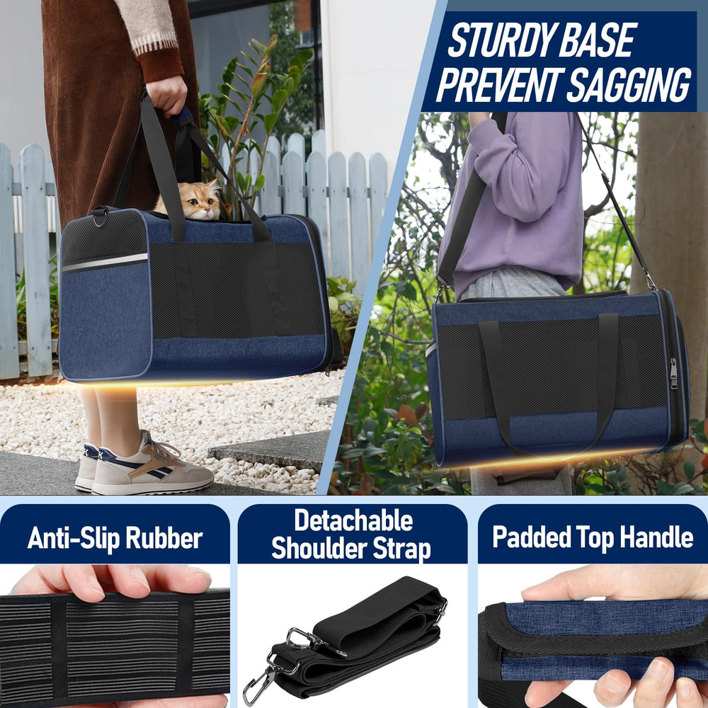 GAPZER dog carrier navy, interior tether and fleece lining for safe lounging.