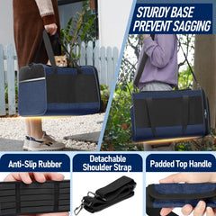 GAPZER dog carrier navy, interior tether and fleece lining for safe lounging.