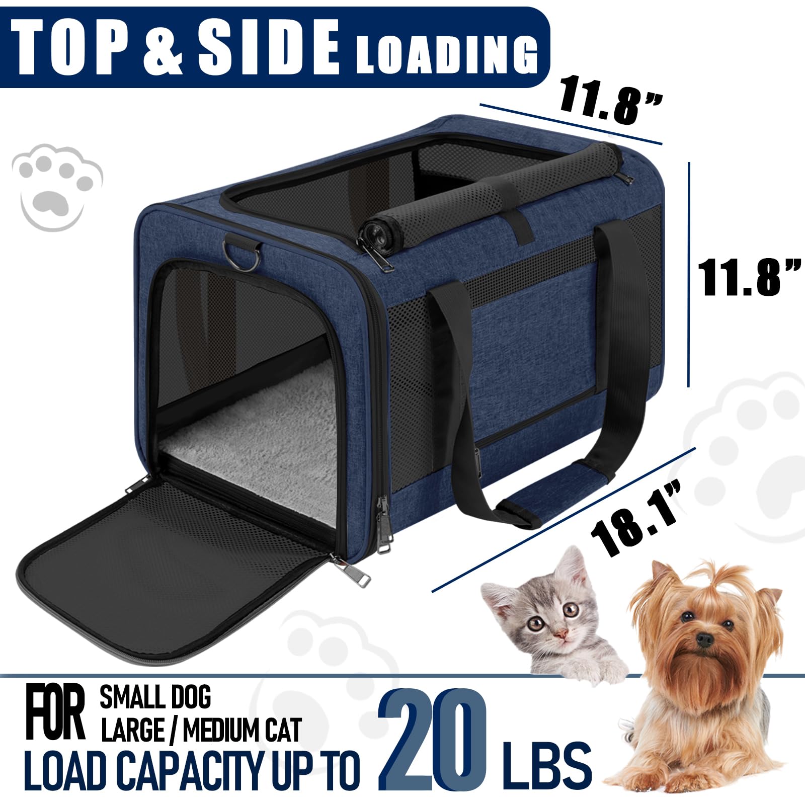 GAPZER dog carrier navy, luggage-tunnel compatibility for easy airport travel.