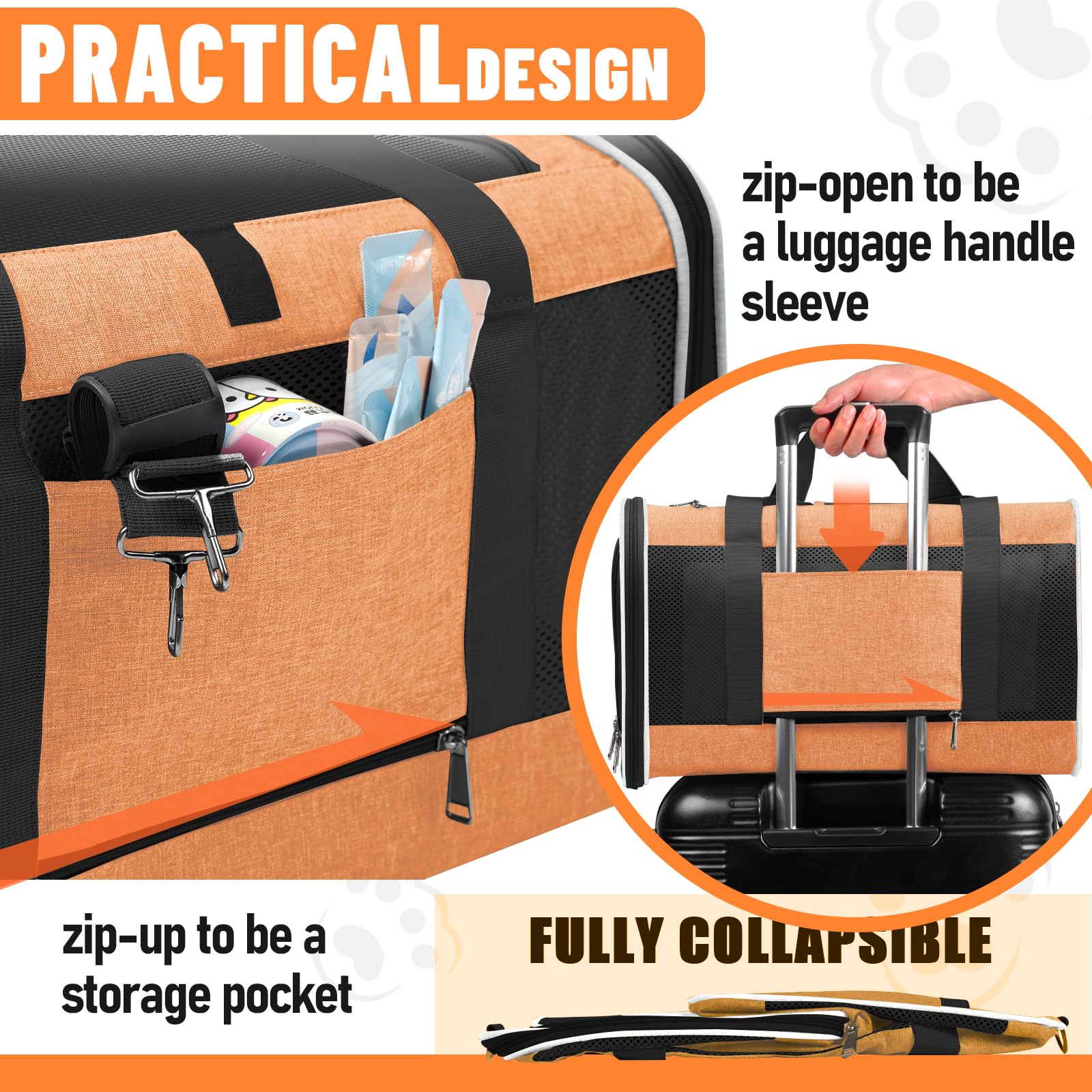 GAPZER Large Cat Carry Bag floor mat detail supports a firm base.