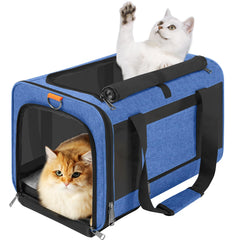 GAPZER pet carrier blue exterior for durable travel with cats or small dogs.