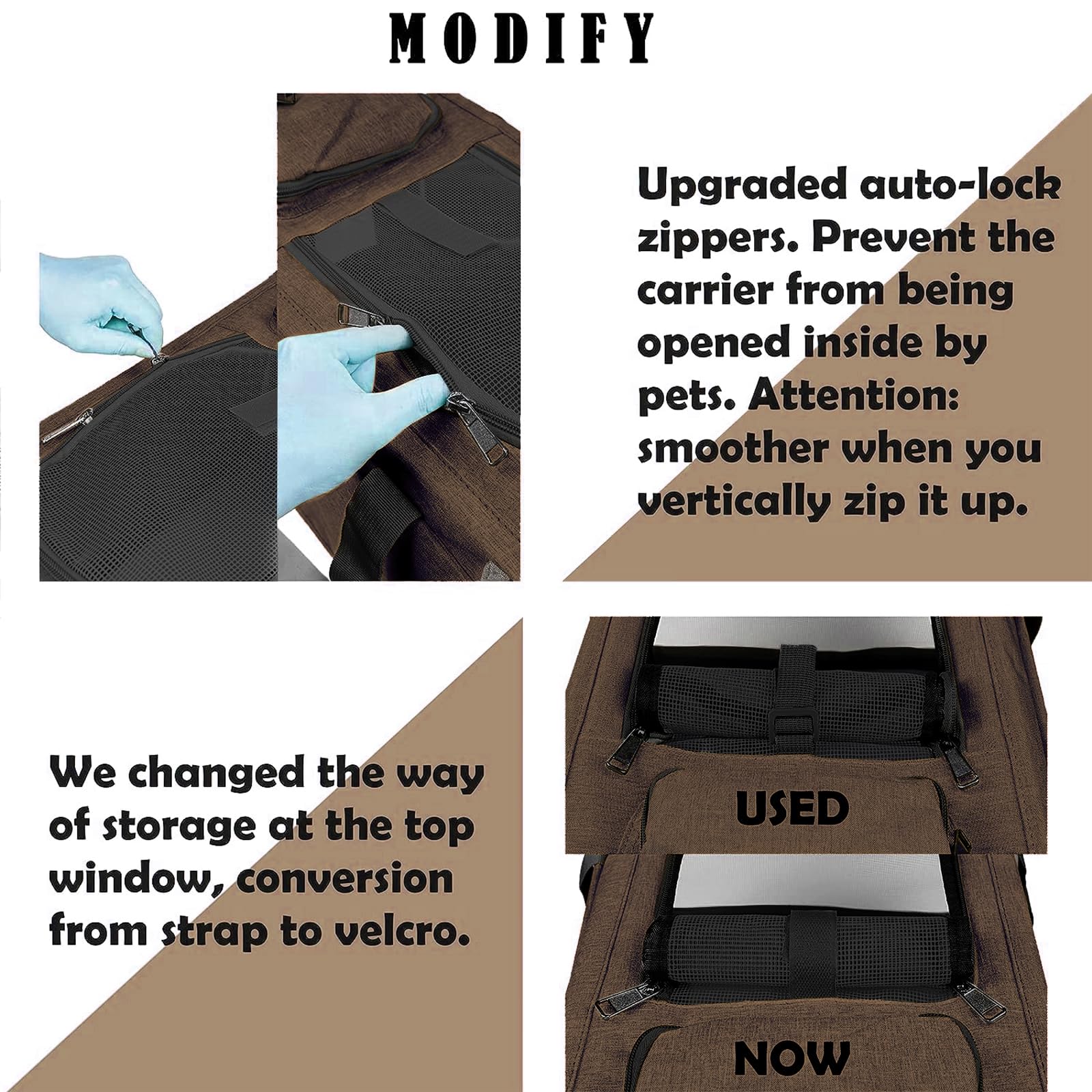 GAPZER pet carrier large cat mocha collapsible design saves storage space.