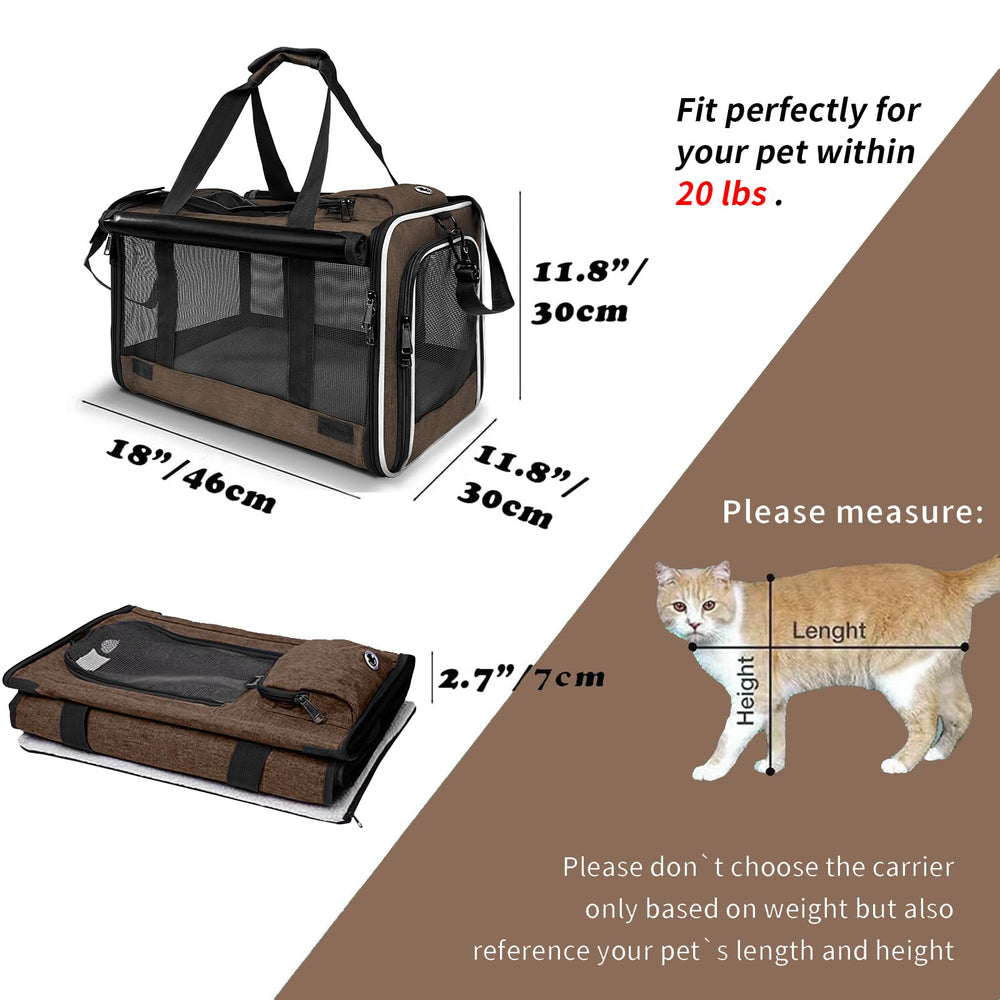 GAPZER pet carrier large cat mocha dimensions help pick the right fit.