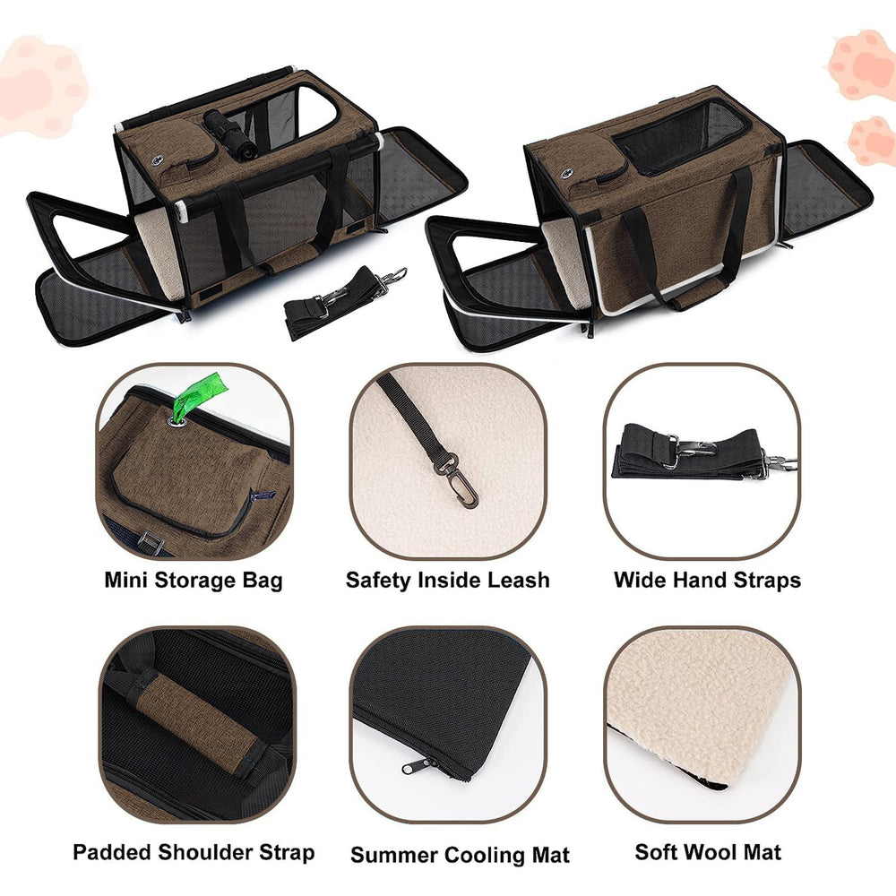GAPZER pet carrier large cat mocha mesh-privacy offers breathable airflow and private space.