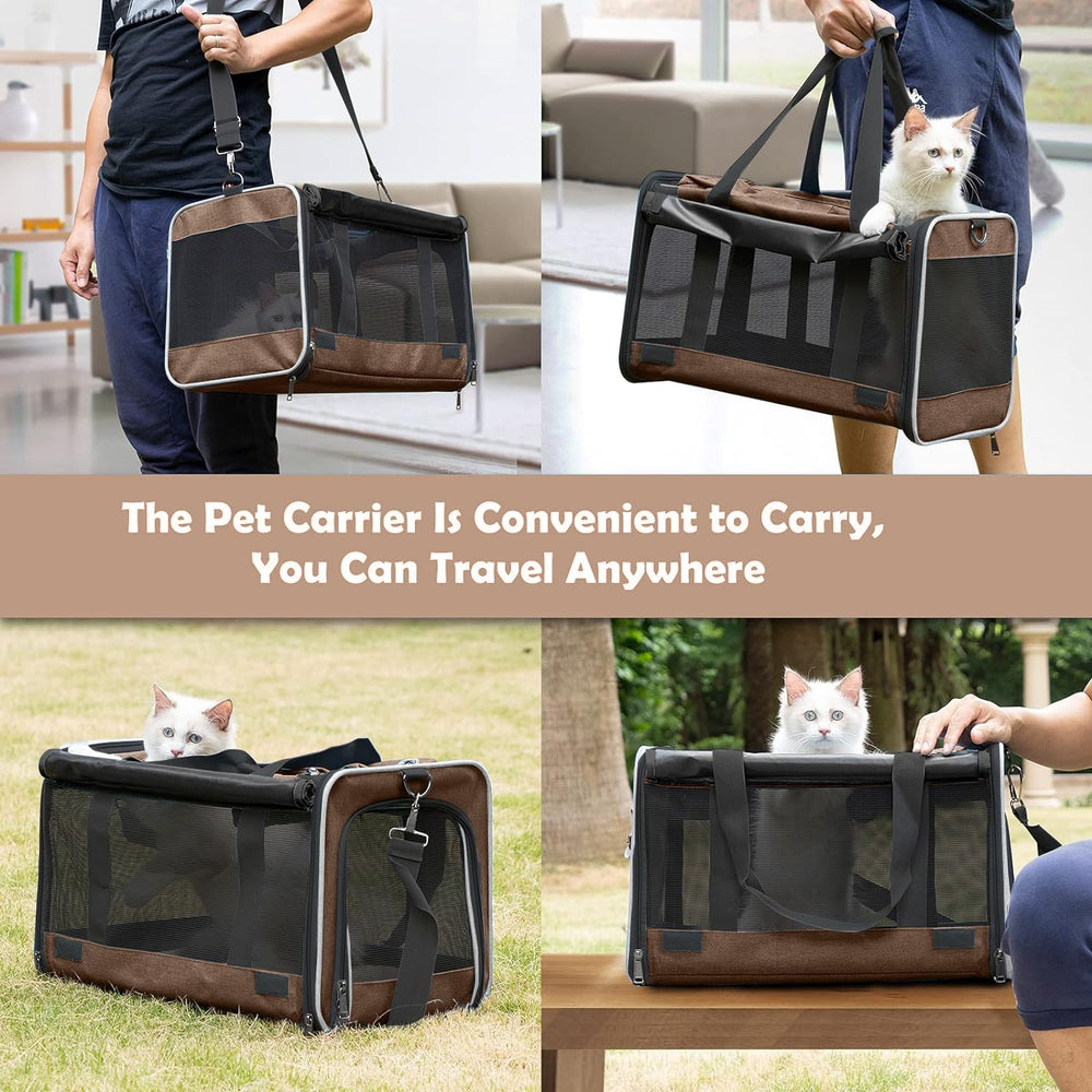 GAPZER pet carrier large cat mocha shoulder-strap reduces fatigue on walks.