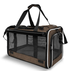 GAPZER pet carrier large cat mocha side-entry shows easy access for calm journeys.