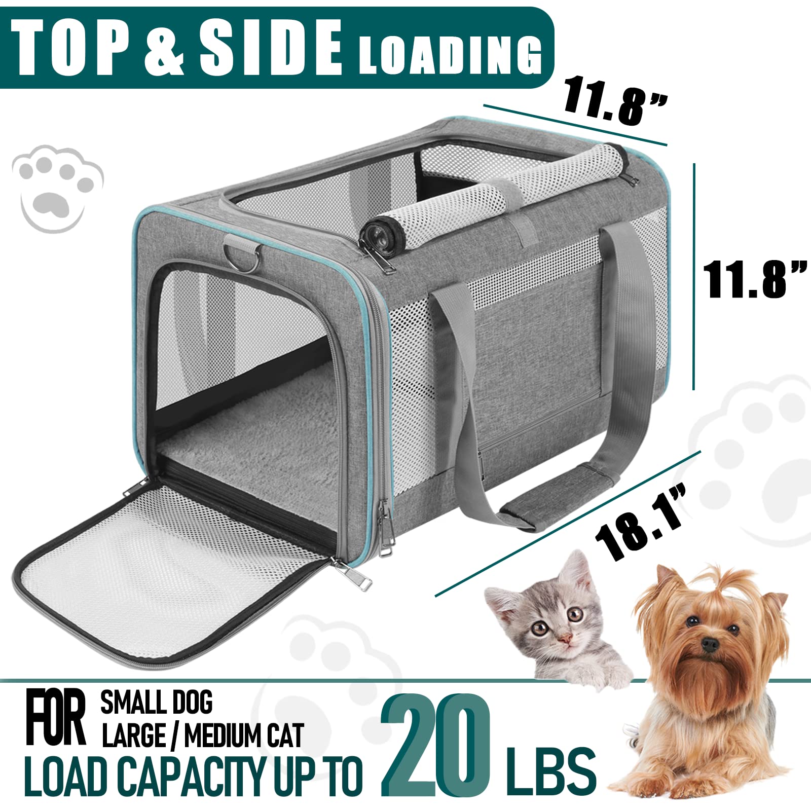 GAPZER pet carrier 600D Oxford fabric exterior for durable use on long trips.