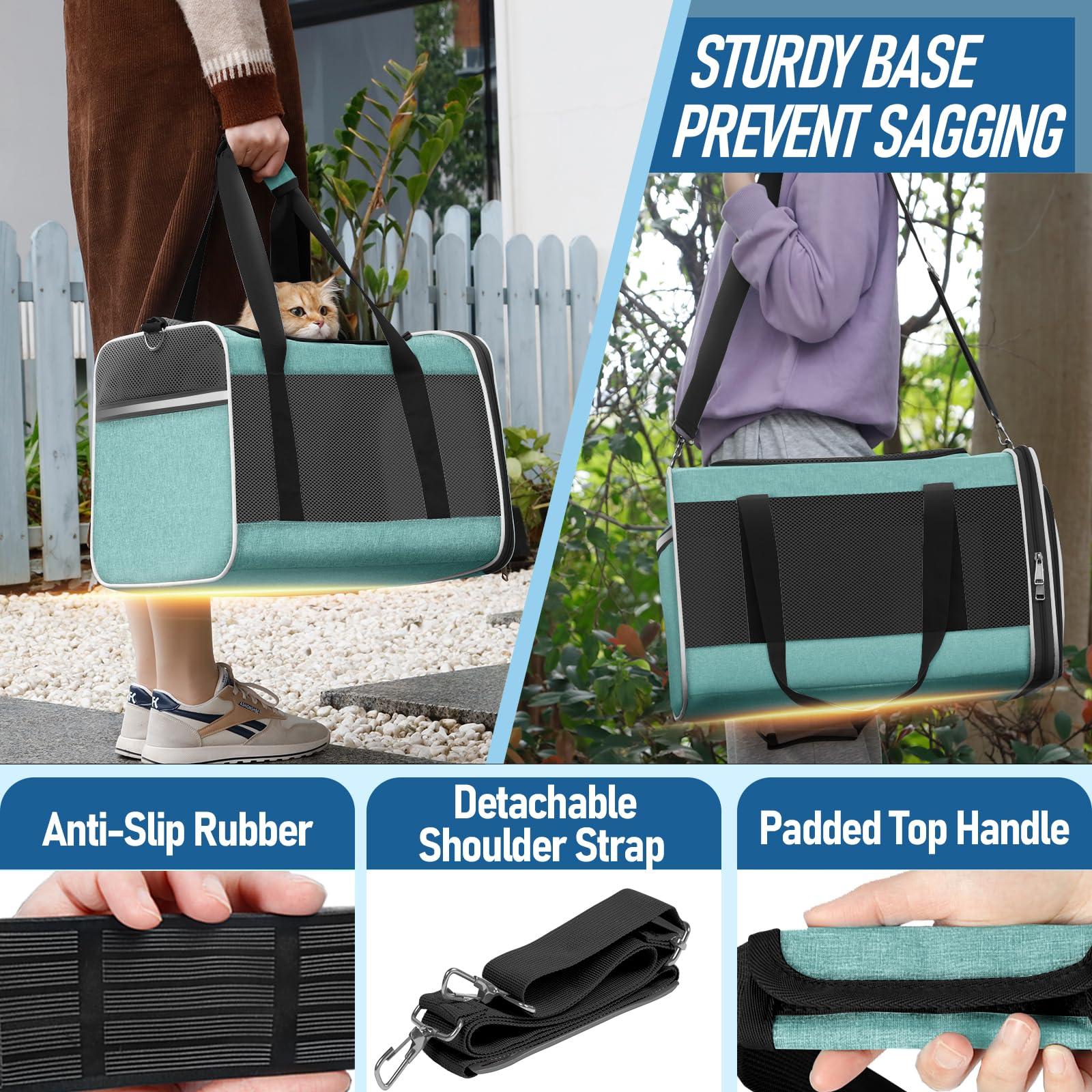 GAPZER soft cat carrier collapsible design teal aqua for storage