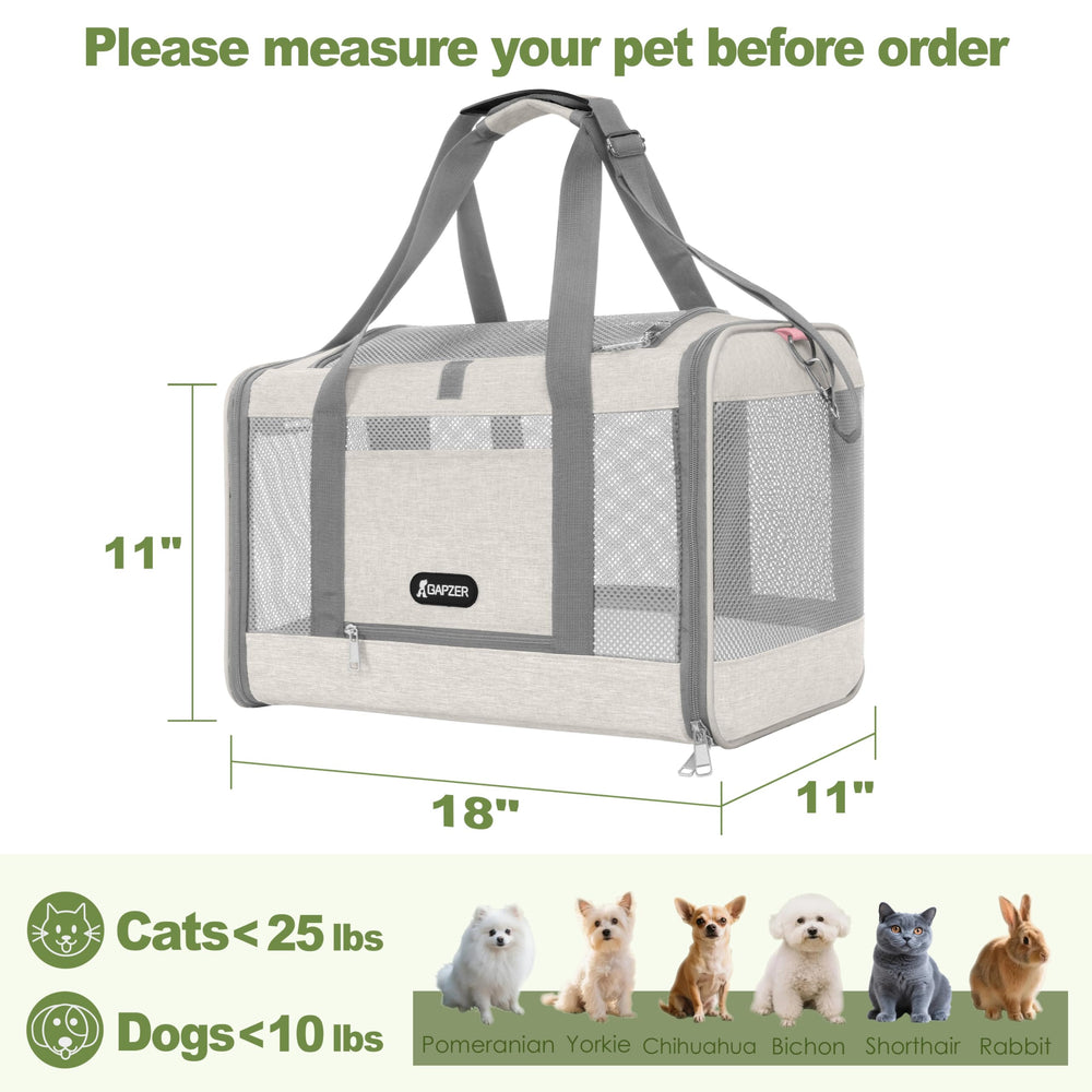 GAPZER soft pet carrier with 360-ventilation mesh for comfortable airflow