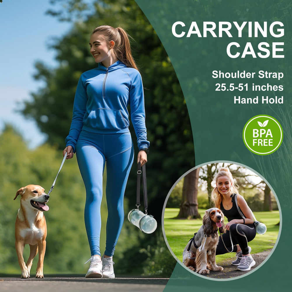 Gardner Pet 2-in-1 design highlighting combined food container and water bottle for travel.