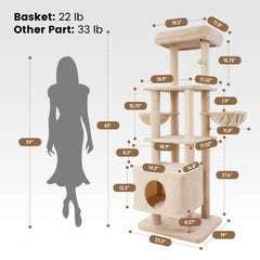 Gardner Pet 65in cat tree top platform provides spacious lounging for large cats.