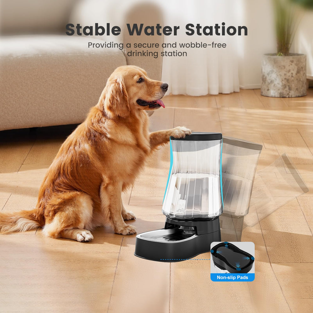 Gardner Pet anti-tip design with bottom pads for stability.