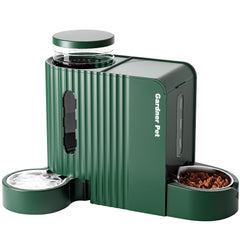 Gardner Pet gravity feeder front view with large food and water storage.