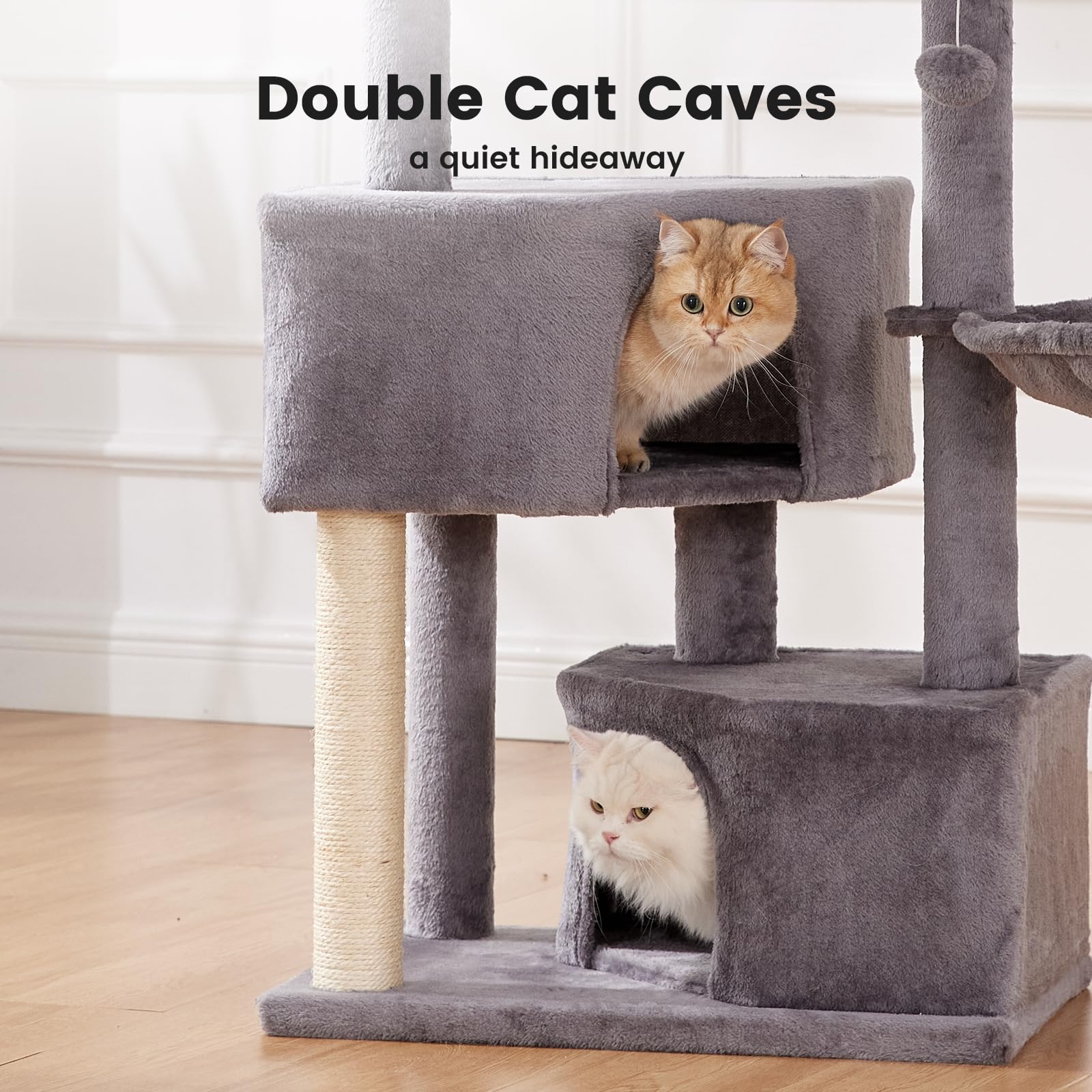 Garden Pet cat tree assembled view highlights space-saving, apartment-friendly design.