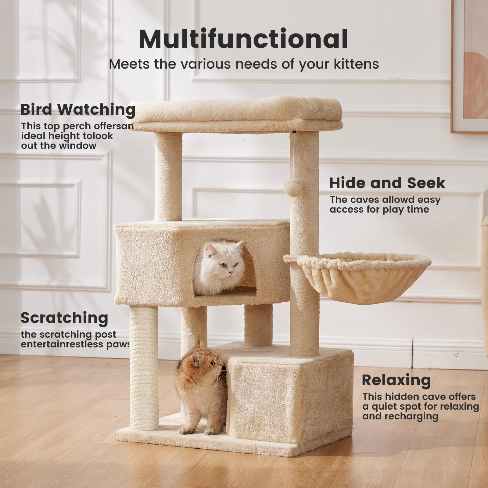 Gardner Pet cat tree posts 2.8in offer sturdy scratching for big climbers.