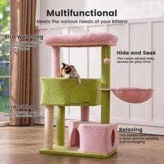 Gardner Pet cat-tree side condo provides cozy hideaway for nap-ready felines.