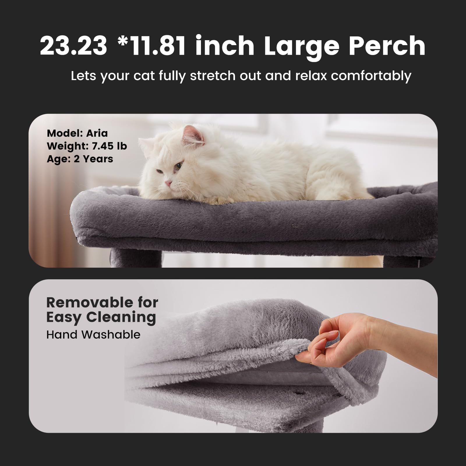 Gardner Pet washable top perches simplify cleaning after use.