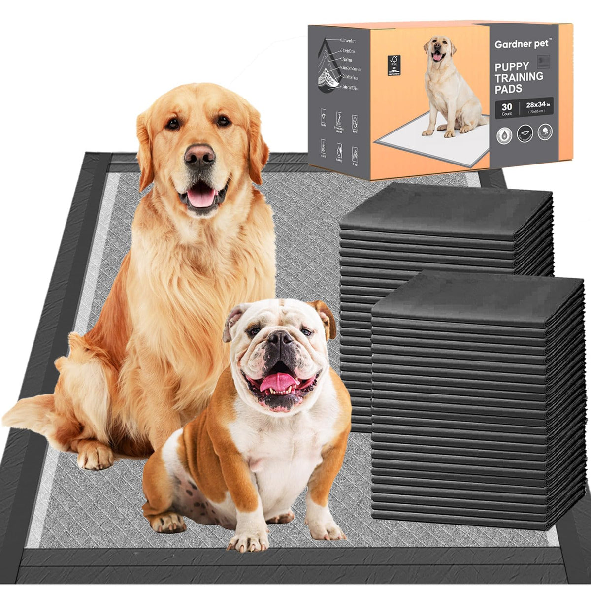 Gardner Pet Charcoal Puppy Pad edge-wrapping protects floors during training